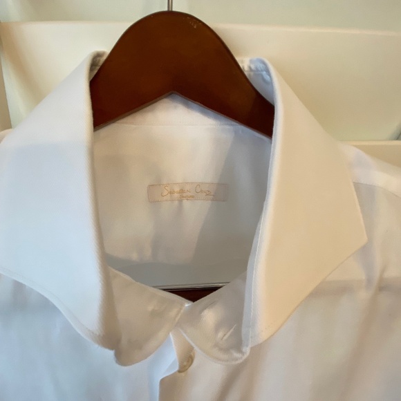 Sebastian Cruz Couture Men's White Button down Size XL 18 - Picture 3 of 8